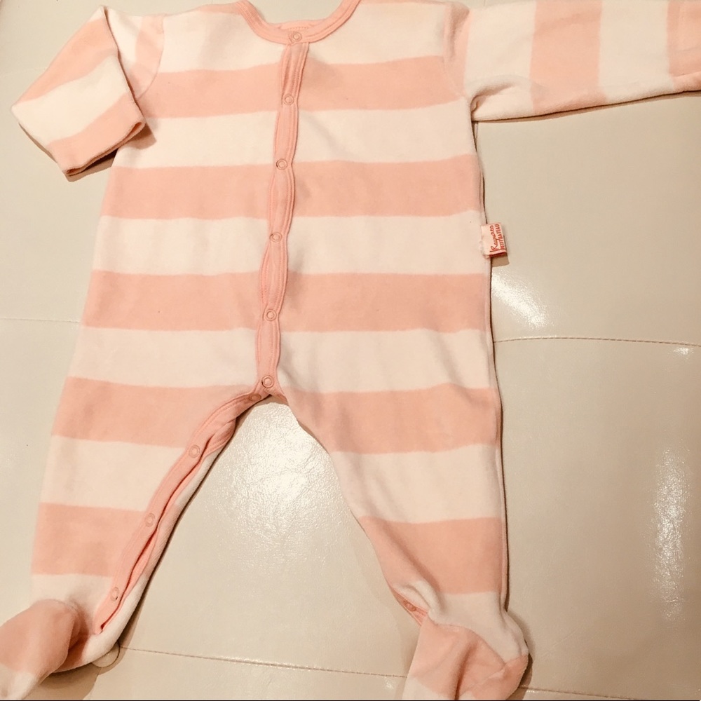 Petit Bateau velour striped footed onesie 12mo